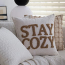 Chenille Embroidered Cushion Cover 18"x18" for Living Room Sofa, Ljojo Beige Pillowcase