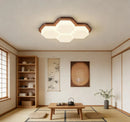 Industrial Bauhaus Wooden Honeycomb Waffle LED Ceiling Light Chandelier for Living Room by Ljojo