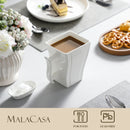 Ljojo Marble White Porcelain Coffee Set for 6 - 6 Cups 5.5 Inch 500ML Square