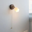 Ljojo LED Wall Light Fixture, Rotate Glass Wood Indoor Up Down Lamp