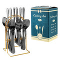 Ljojo 24-Piece Stainless Steel Hammer Pattern Cutlery Set
