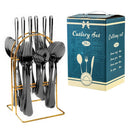 Ljojo 24-Piece Stainless Steel Hammer Pattern Cutlery Set
