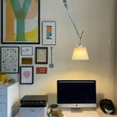 Italian Warm Fabric Lampshade Ceiling Lamp Swing Arm Retractable Chandelier LED by Ljojo