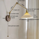 Ljojo LED Wall Light Fixture Modern Style Walnut Copper Bedroom Living Room Bedside Lamp