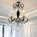 French Black Lustre Chandelier Glass Candle Pendant Light by Ljojo Luxe Crystal Home Decor