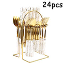 Ljojo 24-Piece Ceramic Tableware Set with Storage Rack Gift Box
