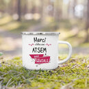 Enamel French Printed Coffee Cup with Handle - Best Thanks Gift for Atsem by Ljojo