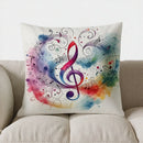 Colorful Music Notes & Treble Clef Pillow Cover by Ljojo - Sofa, Bed, Car