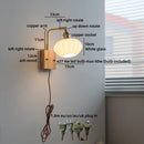 Ljojo LED Wall Light Mirror Ceramic Glass Wood Decor Home Lighting