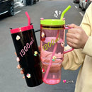 Ljojo 1300ml Tumbler Cup with Handle, Lid, Straw - Big Plastic Travel Drink Bottle