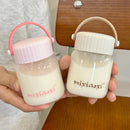 Ljojo 200ml Cute Glass Shaker Bottle for Coffee Juice Tea - Portable Kawaii Glass Cup