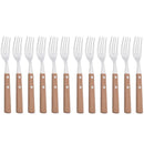 Ljojo 12Pcs Wood Handle Silver Forks Set, Stainless Steel Flatware Dinnerware
