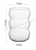 Ljojo 550ml Glass Coffee Cup Wavy Nordic Style Heat Resistant Tumbler Clip