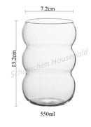 Ljojo 550ml Glass Coffee Cup Wavy Nordic Style Heat Resistant Tumbler Clip