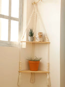 Ljojo™ Boho Hand-Woven Corner Storage Rack: Stylish Floating Shelf & Display Stand