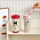 Ljojo 500ml Stainless Steel Insulated Tumbler with Straw - Cute Thermal Cup