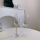Ljojo 3D Pink Glass Rose Wine Glasses Set - Lovely Household Gift