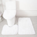 Ljojo 3 Piece White Bathroom Rugs Sets Non-Slip Bath Mats Lid Cover Contour Mat