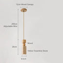 Ljojo LED Hanging Lamp: Japanese Style Yellow Travertine Pendant Lights for Home Decor