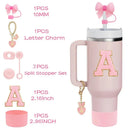 Ljojo 10-Piece Cup Accessories Set with Straws, Brush, Flower Charm, & Spill-Proof Stopper