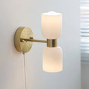 Ljojo LED Wall Lamps 2 Heads Pull Chain Switch White Glass Stair Light