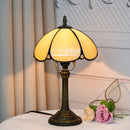 8 inch Modern Stained Glass Bedside Table Lamp - Beige Lampshade for Living Room by Ljojo