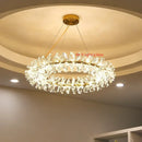 Clear Crystal LED Chandeliers Round Lamp Modern Gold Metal Wire Adjustable G4 Bulb Replaceable - Ljojo