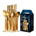 Ljojo 24-Piece Stainless Steel Hammer Pattern Cutlery Set