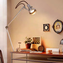 Chrome Metal Long Arm Desk Light Adjustable Angle for Bedroom Table Reading Study by Ljojo