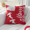 Embroidery Christmas Throw Pillowcase Elk Red Decoration Square Pillowcases by Ljojo