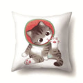 Cute Cat Cushion Cover by Ljojo: Cartoon Pets Pillow Case for Home Sofa Decor