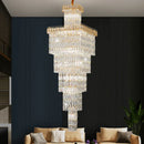 Ljojo Luxe Hollow Crystal Chandelier - Modern Long Staircase Villa Lighting