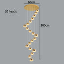 Ljojo Luxury Crystal Chandelier - Elegant Indoor LED Lighting for High-Rise Stairs & Living Room