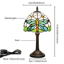 8-Inch Stained Glass Dragonfly Table Lamp - Retro Green Decoration for Office, Dining, Bedroom by Ljojo