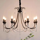 French Black Candle Chandelier For Living Room E14 Crystal Pendant Lights: Ljojo Romantic LED Hanging Lamp