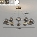 Nordic Ring Chandelier Smoky Gray Bubble Ball Lamp for Living Room by Ljojo