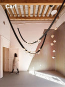 Ljojo Leather Belt Ceiling Chandelier Modern Minimalist Living Room Home Decorative Lights