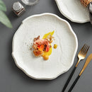 Ljojo Luxury Steak Plate: White Ceramic Western Dish for Elegant Dining.