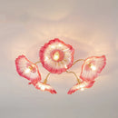 Ljojo Lotus Leaf Glass Ceiling Lamp Chandelier Nordic Hanging Light E14 Bulb Optional