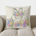 Easter Bunny Pillow Cover with Flowers and Eggs - Ljojo