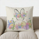 Easter Bunny Pillow Cover with Flowers and Eggs - Ljojo