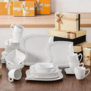 Ljojo Marble Grey Ivory White Ceramic Dinnerware Set - 36 Piece