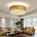 Gold Crystal LED Chandelier Rotundity Ceiling Lamp for Living Room by Ljojo
