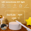 Acrylic Dry Wipe Board Lamp Transparent DIY Erasable Night Light with Message Board