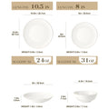 Ljojo 16/32-Piece White Bone Tableware Set with Golden Rim, Dinnerware & Bowl Set