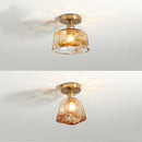 Ljojo Modern Amber Glass LED Ceiling Lights with Copper Socket for Home Decoration