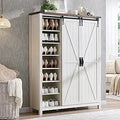 Ljojo™ Sliding Door Shoe Storage Cabinet, 7-Tier Farmhouse Organizer