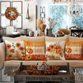 Autumn Velvet Pillow Covers, Maple Leaf & Floral Pumpkin Designs for Fall Decor - Ljojo