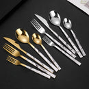 Ljojo Marble Pattern Stainless Steel Cutlery Set - 5Pcs Western Dinnerware