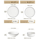 Ljojo 16/32 Piece White and Black Porcelain Dinnerware Set with Curved Rim Edge